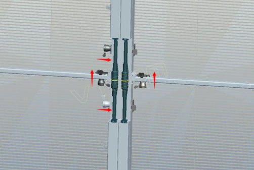 4块透明LED屏中部拼接固定图示